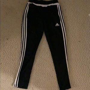 U.S. kids medium adidas three striped joggers.